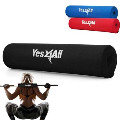 Yes4All Schuim Halterkussen - Olympische Barbell Squat Kussen - Nekkussen voor Squats, Stoten - Gewichtheffen Halterkussen (zwart, enkel)