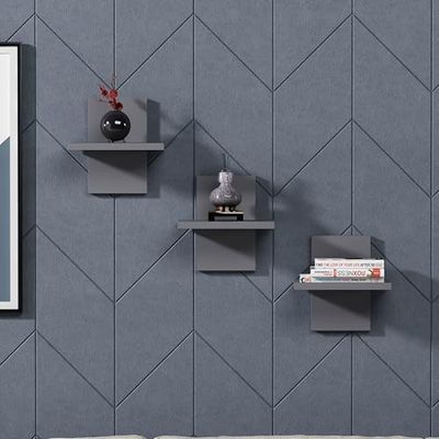 Hanah Home Stijlvolle wandplank, antraciet, 25,4 x 17,6 x 25,4 cm, 100% melamine gecoat deeltjesbord, 18 mm dik, veelzijdige opbergoplossing voor elke kamer