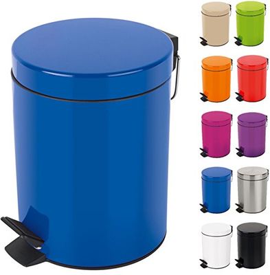 Spirella Poubelle 3 ou 5 litres Métal Sydney avec récipient intérieur en Plastique récyclé Salle de Bains Poubelle à pédale Boîte à ordures Bleu