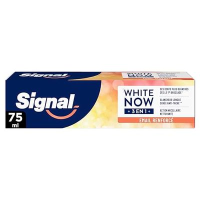 Signal White Now - Dentifrice 3 en 1 - Blancheur Longue Durée Anti-Tache - 96% d'ingrédients d'origine naturelle - 75ml