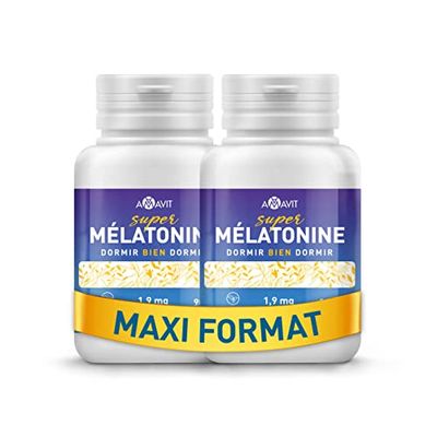 Melatonine 1,9 mg Fort [Facile à Avaler] Mélatonine Hautement Biodisponible pour Sommeil Adulte avec Adénosine Glycine - Cachet pour Dormir - Melatonin 180 Comprimés sans Gluten/Lactose