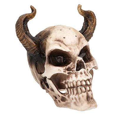 Boland 73082 - Decorazione Teschio Diavolo, 20 cm, figura di decorazione, teschio con corna, decorazione, decorazione di Halloween, decorazione per feste
