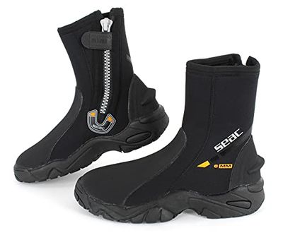 SEAC Pro HD, Bottillon de Plongée avec Zip, Semelle Rigide, Idéal avec Palmes Réglables à Usage Intensif, 6 mm, Noir, XXXL