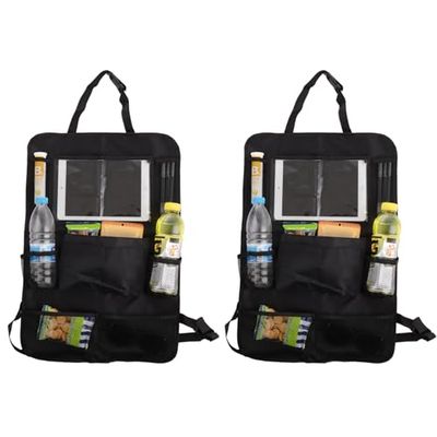 ASelected 2 PCS Car Seat Organiser,Car Back Seat Organizer for Kids,Car Organiser Back Seat for up to 10 inch iPad,Organizer for Kids,Kids Back Seat Organiser to Storage Toys, Books,Drinks,Black
