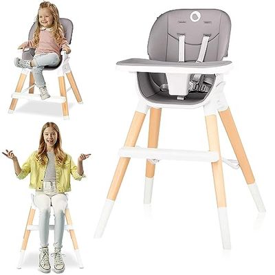 LIONELO Mona stoel 4 in 1 51 x 51 x 76 cm kinder tot 25 kg, kinder tot 5 jaar, maximale capaciteit tot 75 kg, voederstoel, lage stoel, barkruk, reisstoel, 3 stapsgewijze verstelling van het dienblad