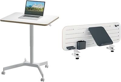 Leitz Ergo, Station de Travail Ergonomique avec Bureau Assis-Debout Mobile à réglage pneumatique et Grand Organisateur brochable, 65360001 + 65490000