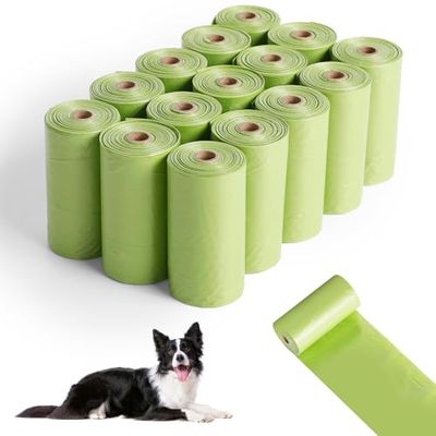 AiQInu 225 Pezzi Sacchetti Cane Cacca, Extra Spesso Sacchetti per Cani, Portatili Bustine Cane, Sacchetti per Escrementi di Cane, Forti e Prova di Perdite, 22 * 30cm (15 Rotoli, 15 per Rotolo)
