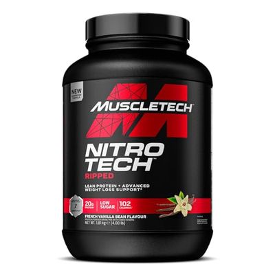 MuscleTech NitroTech Ripped Lean Protein Powder, Weightloss Support, Whey Isolate Protein Powder with Lean Biome, Protien Shake for Men & Women, Zero Sugar, 61 Servings, 1.8kg, French Vanilla Bean