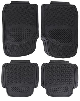 SIXTOL CAR MAT UNI SET 3 | Universal Rubber Car Mats | 4-Piece Set | Front & Rear | PVC Material | Compatible with Most Vehicles