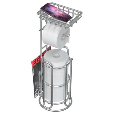 TreeLen Portarrollos de Papel higiénico TreeLen Mega Roll de Acero Inoxidable para baño, Soporte para pañuelos, con Estante para teléfono/toallitas y revistero Independiente, Cromo
