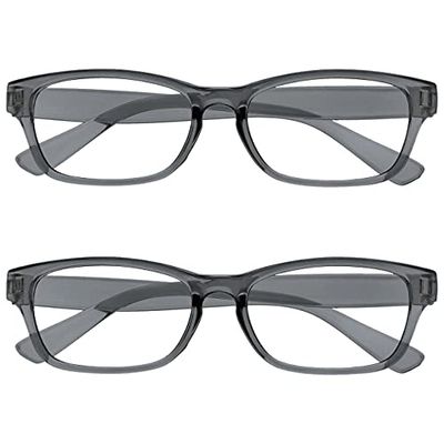 The Reading Glasses Company Óculos de leitura cinza leitores valor pack 2 homens mulheres Rr77-7 +3,00 2 unidades 58 g