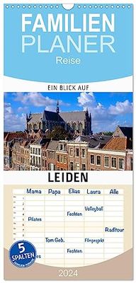 Familienplaner 2024 - Ein Blick auf Leiden mit 5 Spalten (Wandkalender, 21 x 45 cm) CALVENDO: Ein Bummel durch die Stadt Leiden (NL)