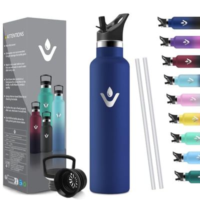 HoneyHolly Botella Agua Acero Inoxidable, 1000 ML Reutilizable Sin BPA, Botella Agua Termica, Botella Agua, Aislamiento Al Vacío de Doble Pared, Termos, Cantimplora para Adultos, Deporte
