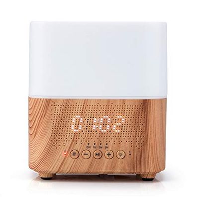 Zen'Aroôme Diffusore Ultrasonico Tempo - Diffusione Olio Essenziale a Freddo Aromaterapia - Funzione Orologio - Altoparlante Bluetooth - Attivazione della Diffusione + Illuminazione all'Ora Desiderata