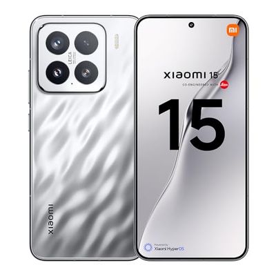 Xiaomi 15 Smartphone, 12+512GB, Silver, 50MP Leica main camera, 5240mAh battery, 90W HyperCharge, HyperAI (No power adapter included)