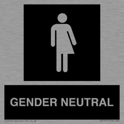 Non-gender specific in black panel Sign - 85x85mm - S85