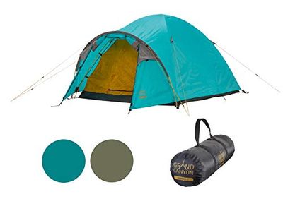 Grand Canyon Topeka 3 Koepeltent voor 3 personen, ultralicht, waterdicht, kleine pakmaat, tent voor trekking, kamperen, outdoor, blauw gras (blauw)