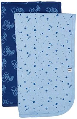 PIPPI Unisex baby 2-pack filt för inlindning, lek och skydd lämplig för badkläder, flerfärgad (state Blue 722), (tillverkarens storlek: 70 x 70), Blå, 70 * 70 cm