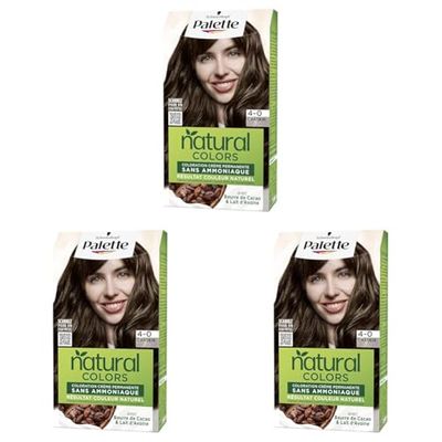 Schwarzkopf - Palette Natural Colors - Coloration Permanente Cheveux - Couleur Naturelle - Cheveux nourris - Couvre 100% des Cheveux Blancs - Châtain 4.0 (Lot de 3)