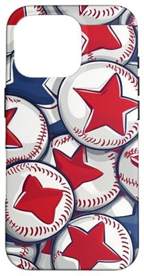 Patriotic Baseball Star Pattern 4th of July Independence Day Case for iPhone 16 Pro