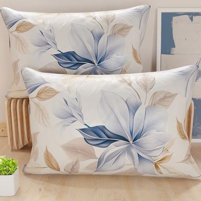 PETTI Artigiani Italiani - Coppia di Federe Cuscino 50x70 cm in Microfibra, Cuscini Arredo Camera da Letto, Divano, Salotto, Set 2 Fodere Copricuscino, Federa Floreale 164, 100% Made in Italy