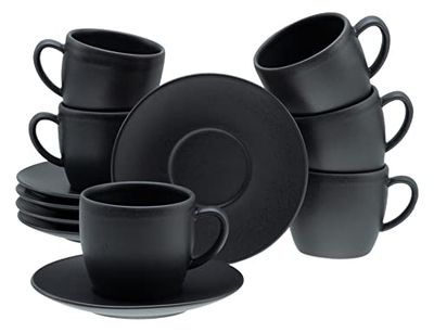 Creatable, 33043 Soft Touch Black Service de table 12 pièces pour 6 personnes en grès Passe au lave-vaisselle et au micro-ondes Fabriqué en Europe