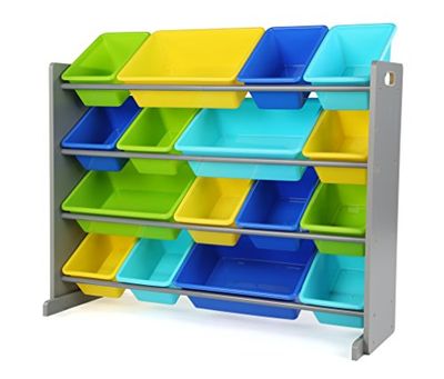 Humble Crew WO498 Bancs pour Enfants, Plastique et Bois et Acier allié, Gris/Bleu/Vert/Jaune, Taille Unique