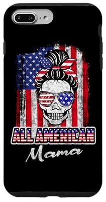 All American Mama Patriotic Messy Bun Skull USA 4th of July Custodia per iPhone 7 Plus/8 Plus