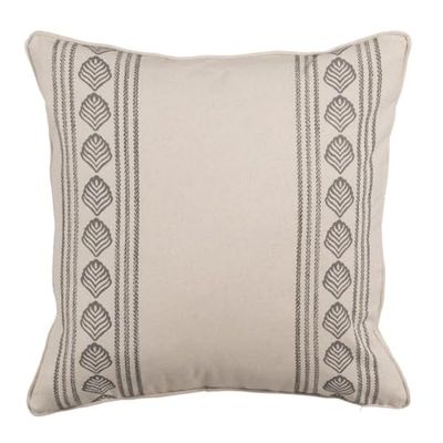 BigBuy Home Cojín Algodón Lino Gris Perla Estampado 50 x 50 cm