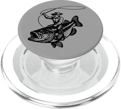 Cowboy Striped Bass Rodeo Rider Fishing Retro Striper Fish PopSockets PopGrip para MagSafe
