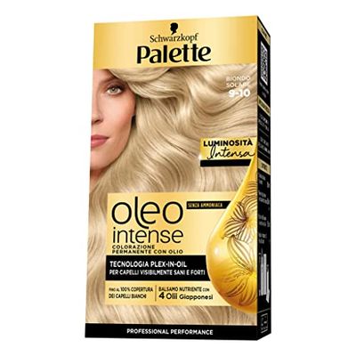 Schwarzkopf Palette Oleo, colorazione permanente copertura professionale capelli bianchi, 9-10 Biondo Solare, confezione singola, Liquido, Senza ammoniaca