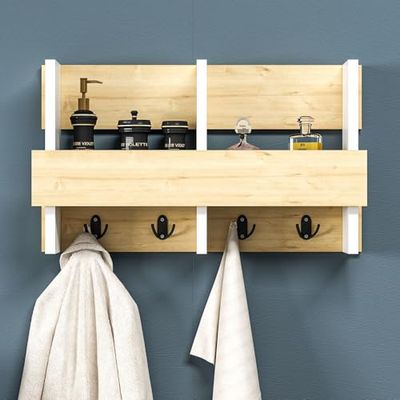 Hanah Home Support mural moderne, chêne saphir et blanc, 60 x 35 x 15,6 cm | 100% mélamine, épaisseur 18 mm | Poids maximum 11 lb, design élégant et fonctionnel
