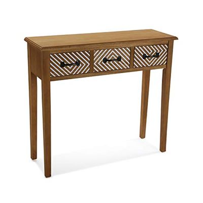 VERSA 21080066 konsolbord Severn med 3 lådor, Nya Zeeland, brun, vit/svart, 80 x 30 x 90,5 cm