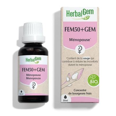 HerbalGem - FEM50+ Gem Bio - Complexe de Gemmothérapie Concentrée - Atténue les désagréments de la ménopause - 30 ml