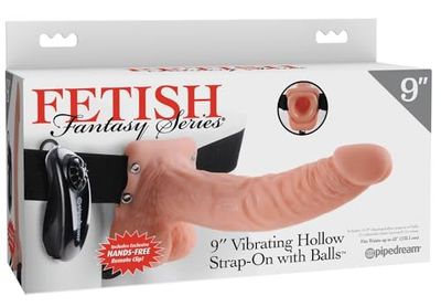 Pipedream Fetish Fantasy Series 9" Vibrating Hollow-Strap-On with Balls Light & Black 24x5,6 cm