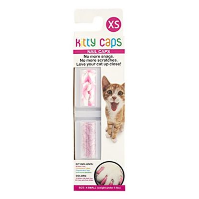 Kitty Caps Protège-griffes pour chats | Alternative sûre, élégante et humaine à la déclaration | Couvre les griffes des chats, empêche les accrocs et les griffures, couleurs assorties, XS (moins de 2,3 kg), transparent