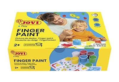 Jovi - Finger Paint, Peinture au doigt, Caisse de 6 de 125 ml, Couleurs assorties, 100% lavable, À base d'ingrédients naturels, Sans gluten (560S)