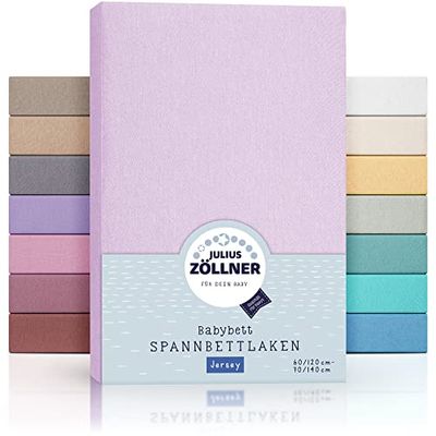 Julius Zöllner Jersey hoeslaken voor baby- en kinderbed, 100% jersey-katoen, Oeko-Tex Standard 100 gecertificeerd, afmetingen: 60 x 120 cm / 70 x 140 cm, set van 2, lila
