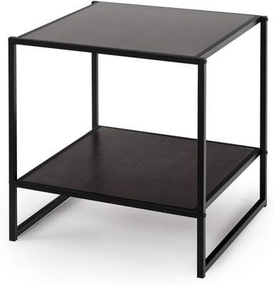 Zinus Dane Mesa auxiliar 51 x 51 x 51 cm - grão de madeira preto intenso mesa auxiliar - castanho escuro e preto
