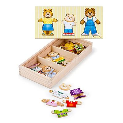 Melissa & Doug Wooden Bear Family Dress-Up Puzzle, Puzzles, Wooden Toy, 3+, Gift for Boy or Girl,Multicolor,31.75 x 15.748 x 5.08cm