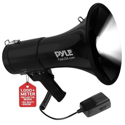 Pyle Megafoon - Draagbare Luidspreker - 50 Watt - Luidsprekerhoorn met Microfoon - Alarm Sirene - Verstelbaar Volume - Binnen en Buiten Gebruik