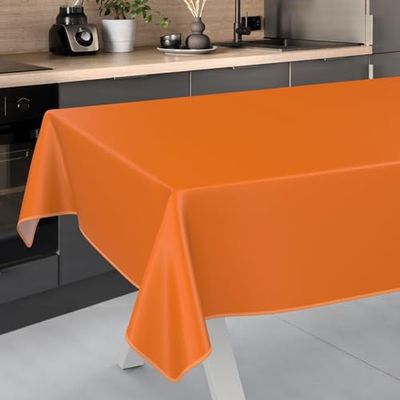 ANRO Nappe en Toile cirée Lavable, pour Table de Jardin, extérieur et intérieur, 200 x 140 cm, avec Ourlet, Oranges