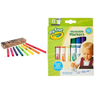 Wak-a-Tube Diatonic Percussion Tubes (Set of 8) - multi-colored & CRAYOLA MyFirst Washable Markers - Assorted Colours (Pack of 8), Easy-Grip Markers