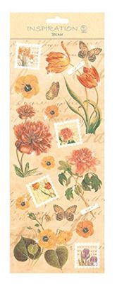 Adesivi piatti, motivo floreale, colore beige, autoadesivi, parzialmente con effetto glitter, per decorare biglietti, scrapbooking e altri lavori di bricolage
