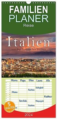 Pianificatore Familienplaner 2024 - Italien von der Toskana nach Sizilien mit 5 Spalten (Wandkalender, 21 cm x 45 cm) CALVENDO