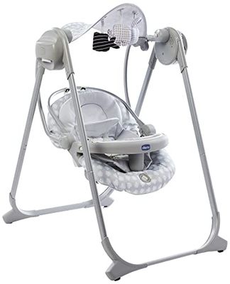 Chicco - Elektroniche Wipstoel Polly Swing Up - Verstelbare Wipstoel en Schommel - Inclusief Speelboog - Vanaf Geboorte tot 9 kg - Grijs
