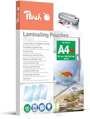 Peach S-PP580-21 lamineringsfolie A4, 80 mic, glänsande, häftbar, 100 stycken