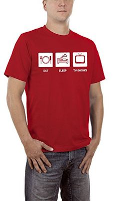 Touchlines Heren Eat Sleep Tv T-shirt, rood (Red 08), S