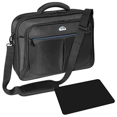 PEDEA Housse pour ordinateur portable "Premium" Étui pour ordinateur portable jusqu’à 17,3 pouces (43,9 cm) Sacoche à bandoulière, avec tapis de souris, noir