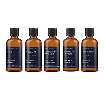 Pacchetto iniziale di oli essenziali - Oli alle erbe - 5 x 100ml - 100% puro